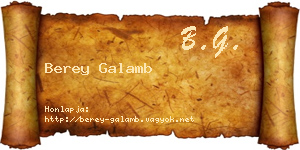 Berey Galamb névjegykártya